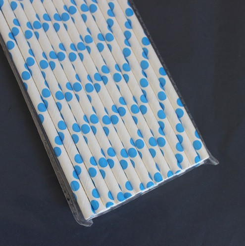 Коктейльні трубочки у горох 25 штук 20 см блакитно-білий Київ - фото 2