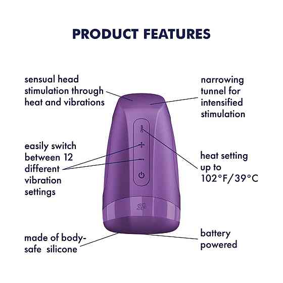 Мастурбатор Satisfyer Men Heat Vibration Battery Series імітатор мінету, підігрів та вібрація Sex Aura Київ