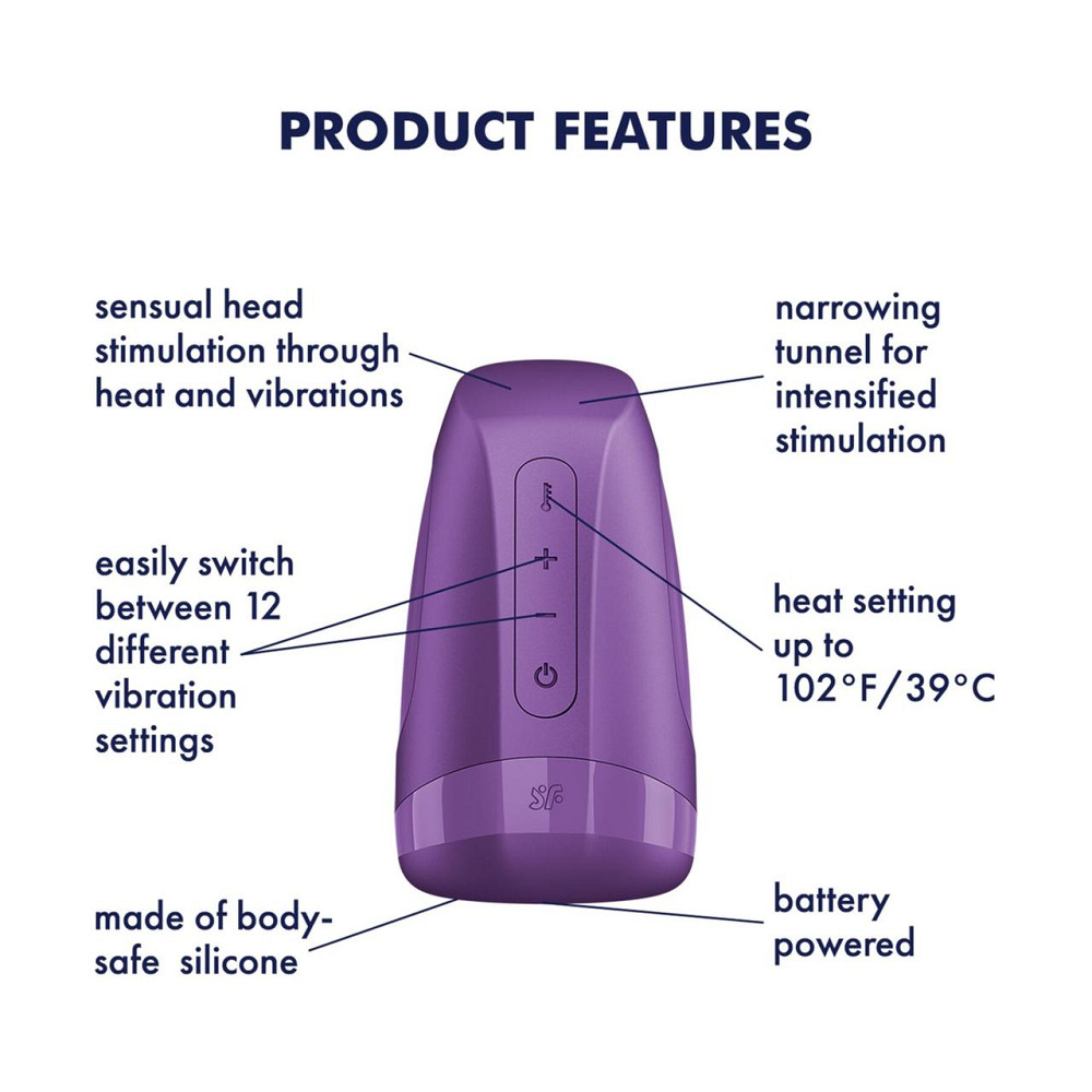 Мастурбатор Satisfyer Men Heat Vibration Battery Series імітатор мінету, підігрів та вібрація Sex Aura Київ - фото 6
