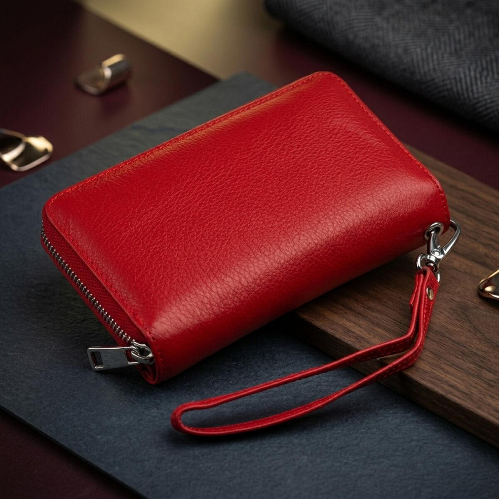 Гаманець зі шкіри на клямці ST Leather 19343 Червоний Київ - фото 14