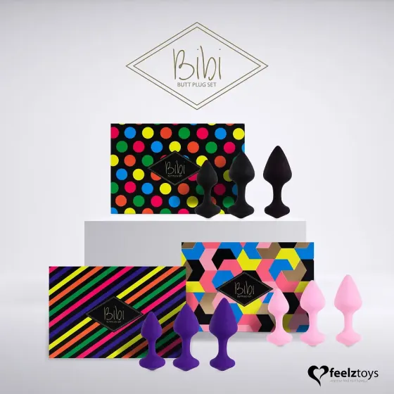 Набір силіконових анальних пробок FeelzToys - Bibi Butt Plug Set 3 pcs Black Львів