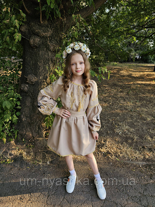 Детский платье вышиванка с ласточками и колосками 