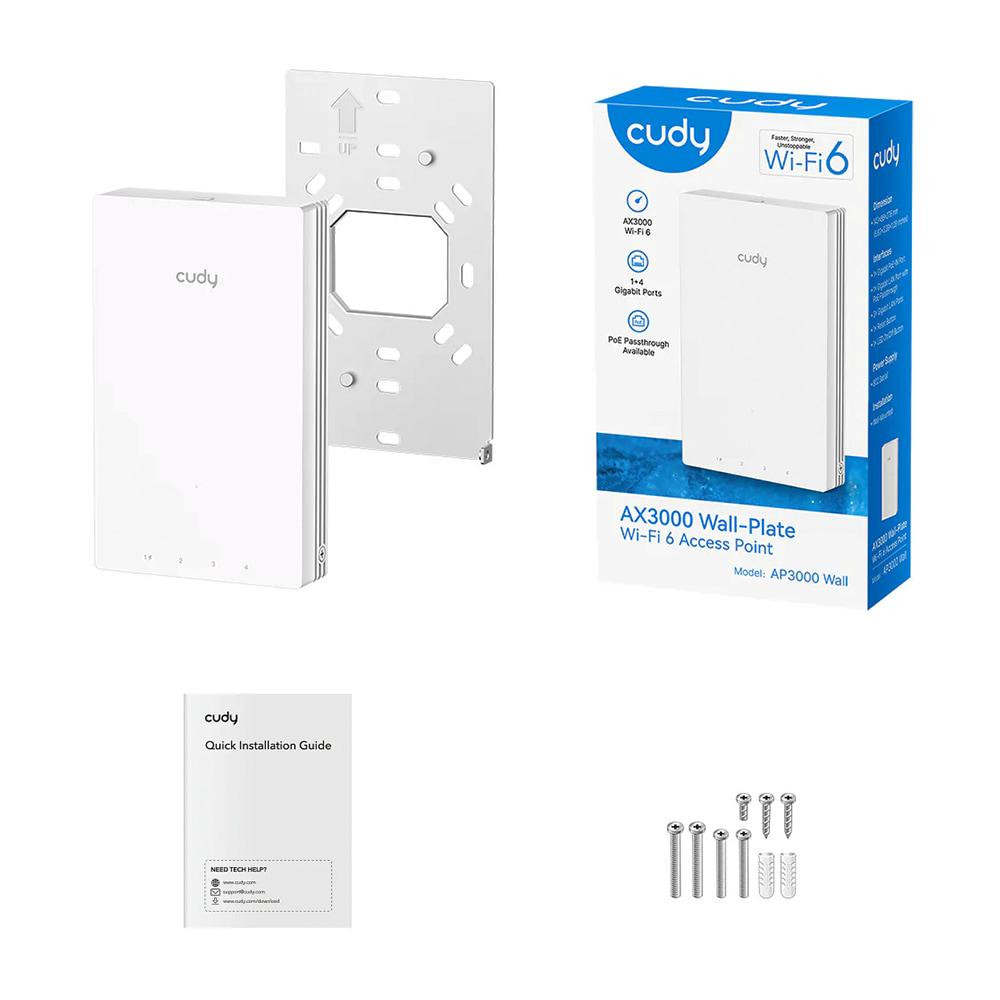 Точка доступу настінна WiFi 6 Cudy AP3000 Wall з підтримкою Mesh дводіапазонна гігабітна AX3000 (73-00583) Киев - изображение 7