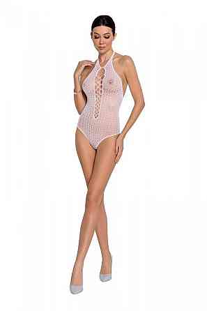 Бодістокінг з декольте Passion BS088 white, імітація корсетної шнурівки Sex Aura Київ