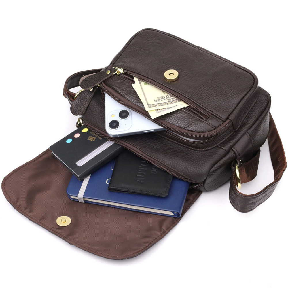 Сумка з натуральної шкіри для стильних жінок Vintage 22973 Коричневий Київ - фото 9