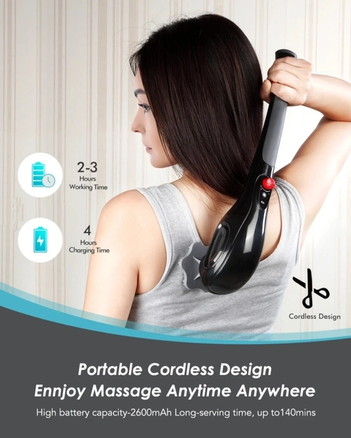 Массажер ручной для тела B-6 + 5 насадок (Черный) Винница - изображение 3