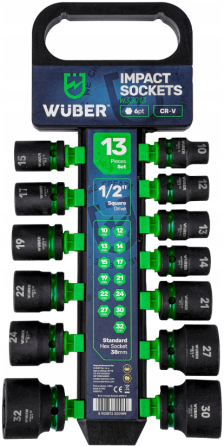 Набір ударних торцевих головок 1/2" 10-32мм 13шт. Wuber (Польща) Київ