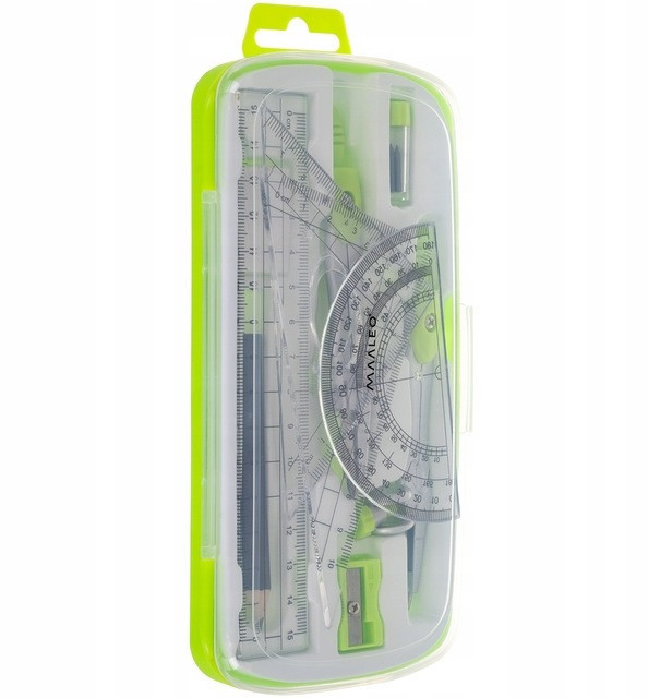 Геометричний набір 10 предметів лінійка, циркуль, транспортир, шкільний кутник Maaleo (26170) Нововолинськ - фото 3