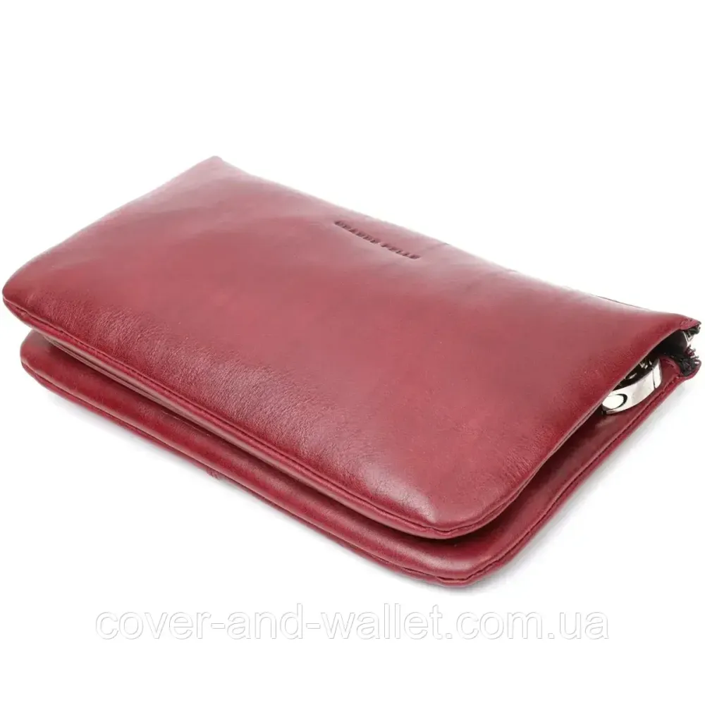 Стильный женский клатч из итальянской кожи бордового цвета Grande Pelle 70561001 Киев - изображение 4