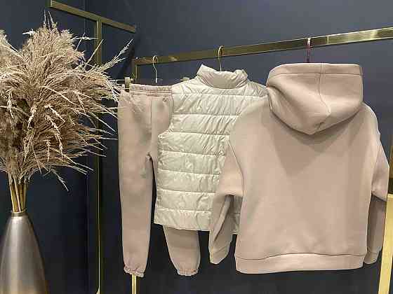 Детский теплый подростковый спортивный костюм тройка с жилеткой для девочек 3нитка флис 146,158 Николаев