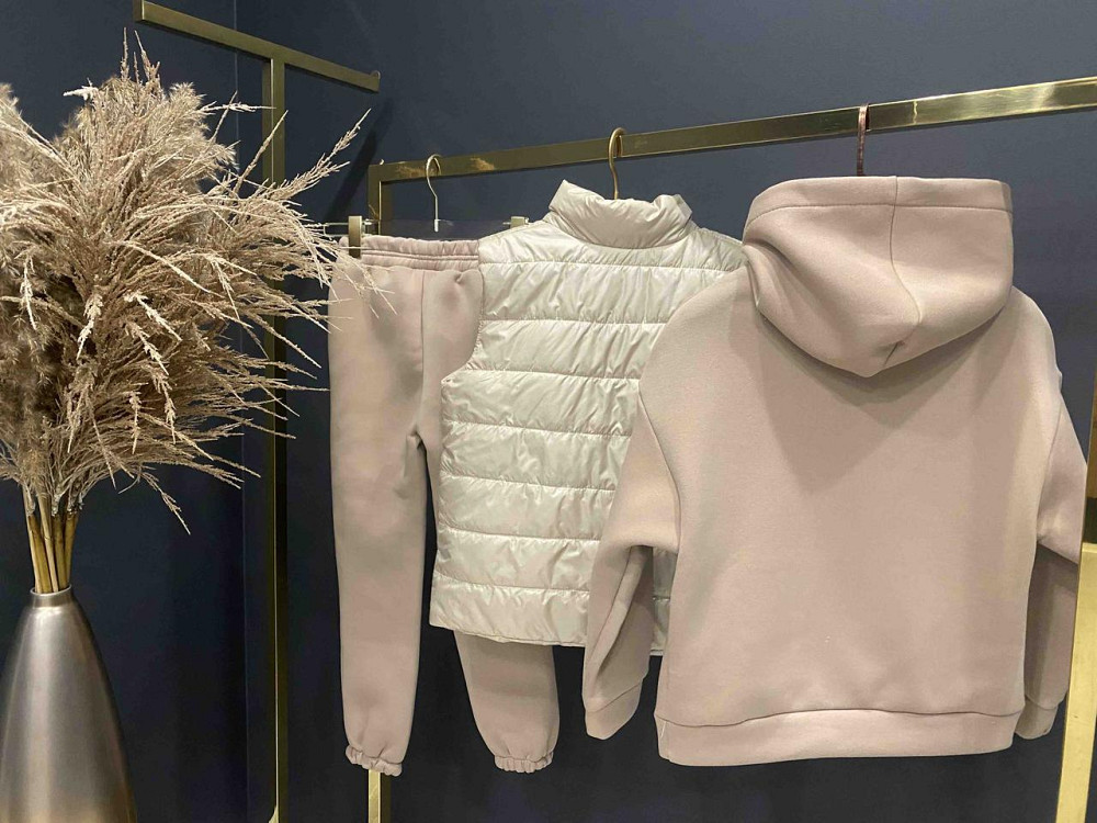 Детский теплый подростковый спортивный костюм тройка с жилеткой для девочек 3нитка флис 146,158 Николаев - изображение 3