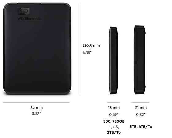 Зовнішній жорсткий диск 2.5" USB 5.0 TB WD Elements Portable Black (WDBU6Y0050BBK-WESN) ( Чорний ) Харків