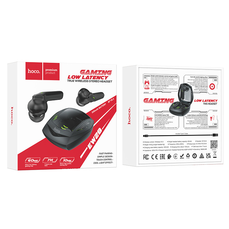 Бездротові навушники HOCO EW28 Magic true wireless BT gaming headset Black Киев - изображение 3