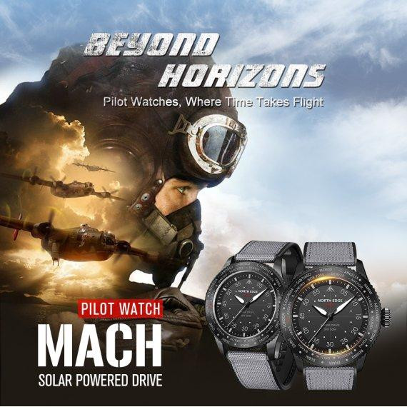Чоловічий водостійкий тактичний годинник North Edge Mach New (Чорний) Вінниця - фото 9