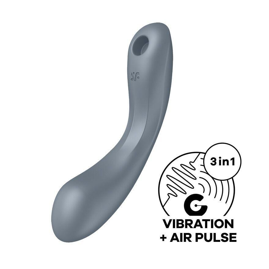 Вакуумний стимулятор з вібрацією Satisfyer Curvy Trinity 1 Bluegrey, іграшка 3в1 Sex Aura Київ - фото 1