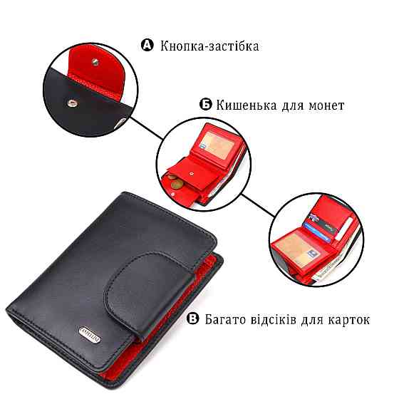 Удобный вертикальный кошелек из натуральной гладкой кожи CANPELLINI 21683 Черный Киев