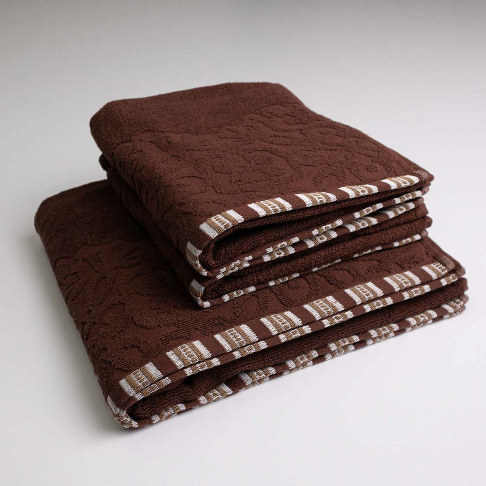 Набор махровых полотенец с орнаментом 3шт GM Textile 50х90см, 50х90см, 70х140см 400г/м2 (Коричневый) Сумы - изображение 1