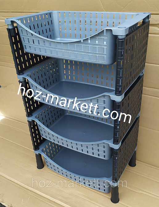 Полиця — етажерка сіра з чорним на чотири яруси Туреччина Харків - фото 4