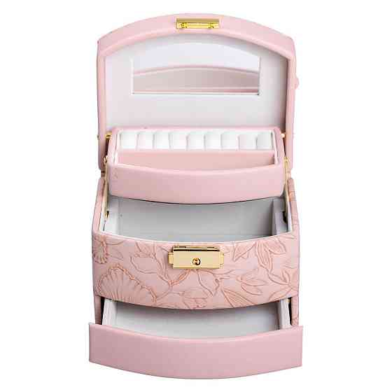 Шкатулка для украшений из эко кожи 3 яруса с замком органайзер для ювелирных изделий HP-5-23P Киев