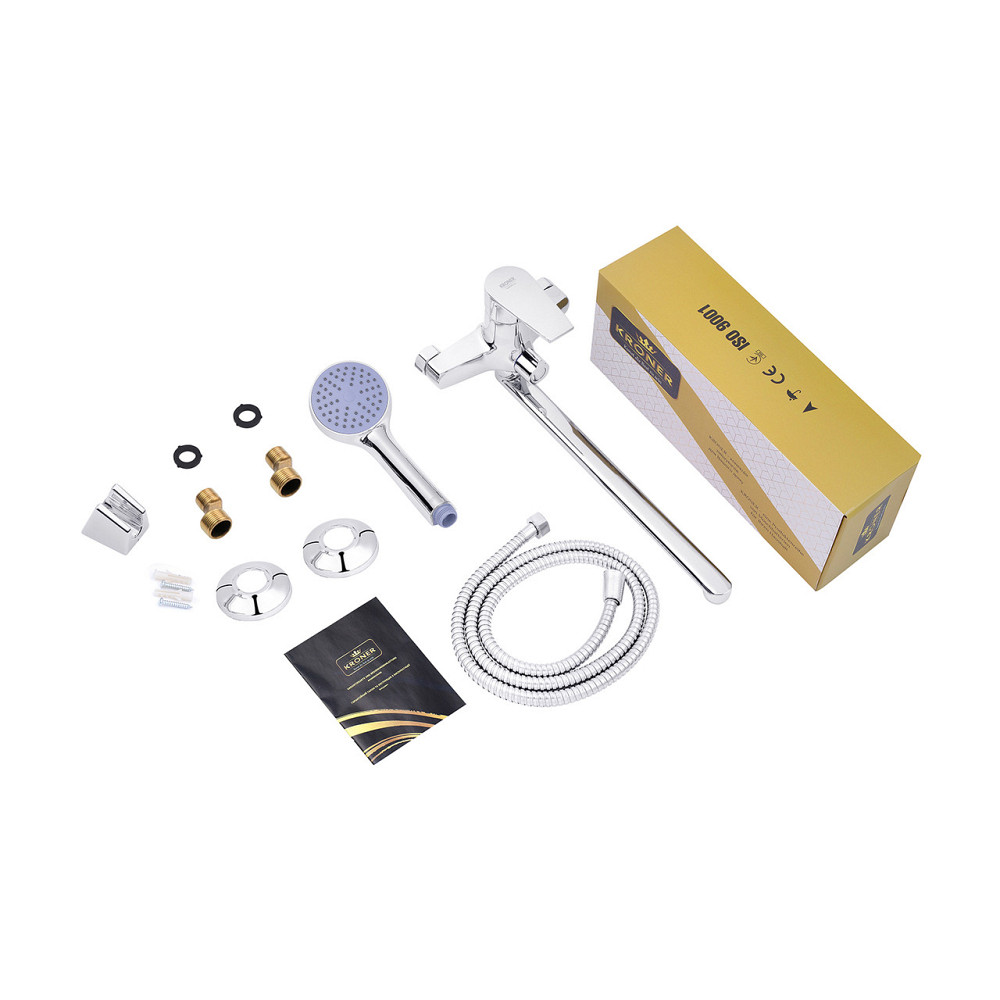 Змішувач для ванни Kroner KRM Oker - C070 з душовим гарнітуром, хром Київ - фото 9