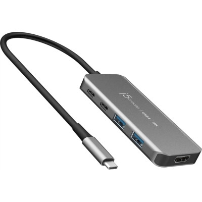 Концентратор J5create USB-C 5-in-1 2xUSB 3.2 10Gbps + 2xUSB-C 10Gbps PD 100W + HDMI 8K gray (JCH453-N) Винница - изображение 1