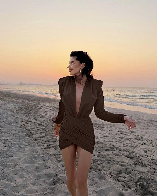 Женское привлекательное вечернее платье с драпировкой. Шоколад, 46/48 Одесса - изображение 2