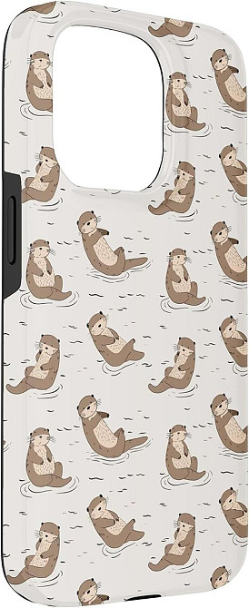 Чехол для iPhone 15 Pro с принтом выдры мультицветный двухкомпонентный TPU+PC защитный антивоударный авторские Киев - изображение 2