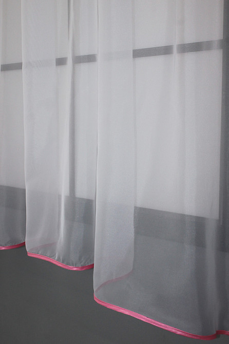 Кухонна фіранка VR-Textil № 00к білий з рожевим 280х170 см (59-908) Київ - фото 3