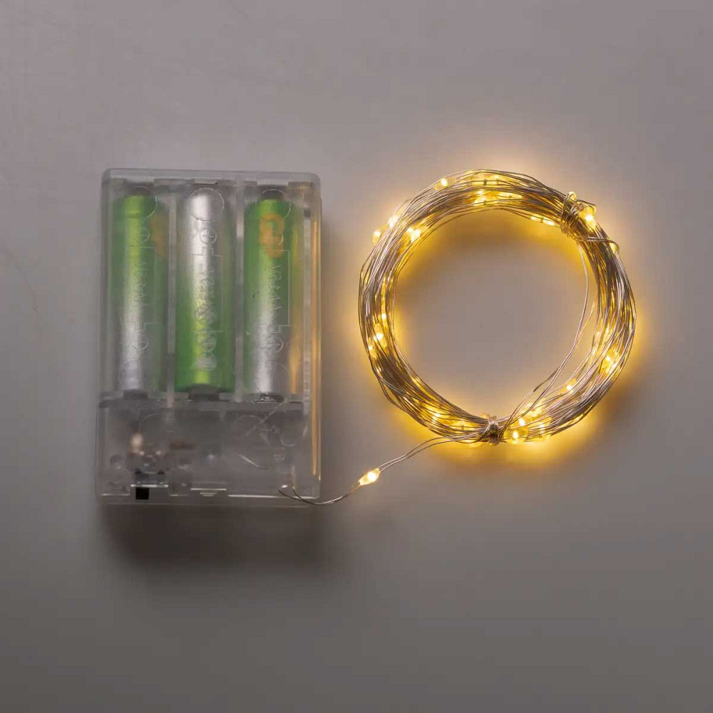 Garlando Гірлянда роса 10 метрів крапля на батарейках на 100 led білий дріт жовтий 100L10MWY Коломия - фото 1