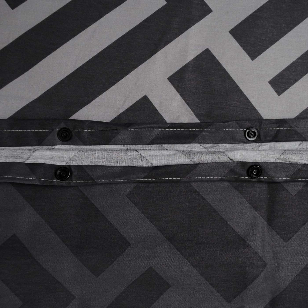 Євро комплект постільної білизни Сатин Лабіринт 125 г/м2 YouStar (Сірий з чорним) 2 х 70х70 Суми - фото 3