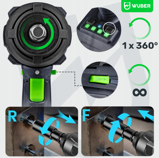 Гайковерт акумуляторний ударний 1000Нм WUBER (Польща) Київ