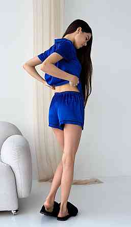 Коплект жіночій шовковий сорочка з шортами Електрик ч/к L Харків
