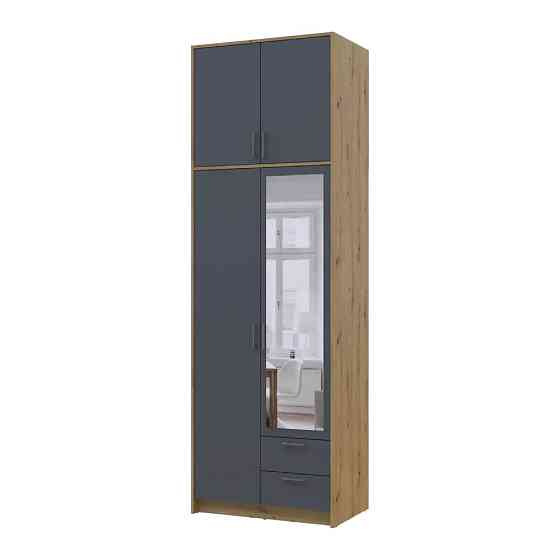 Шафа для одягу Doros Ронді з високою антресоллю і дзеркалом Дуб Артизан/Графіт 2 ДСП 82х52х260 (DRS-011871) Львів