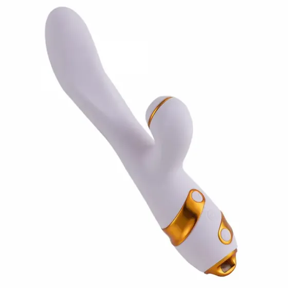 Вібратор-кролик з флогером LOCKINK SEVANDA Whip Vibrating Massage Wand - White & Golden Львів