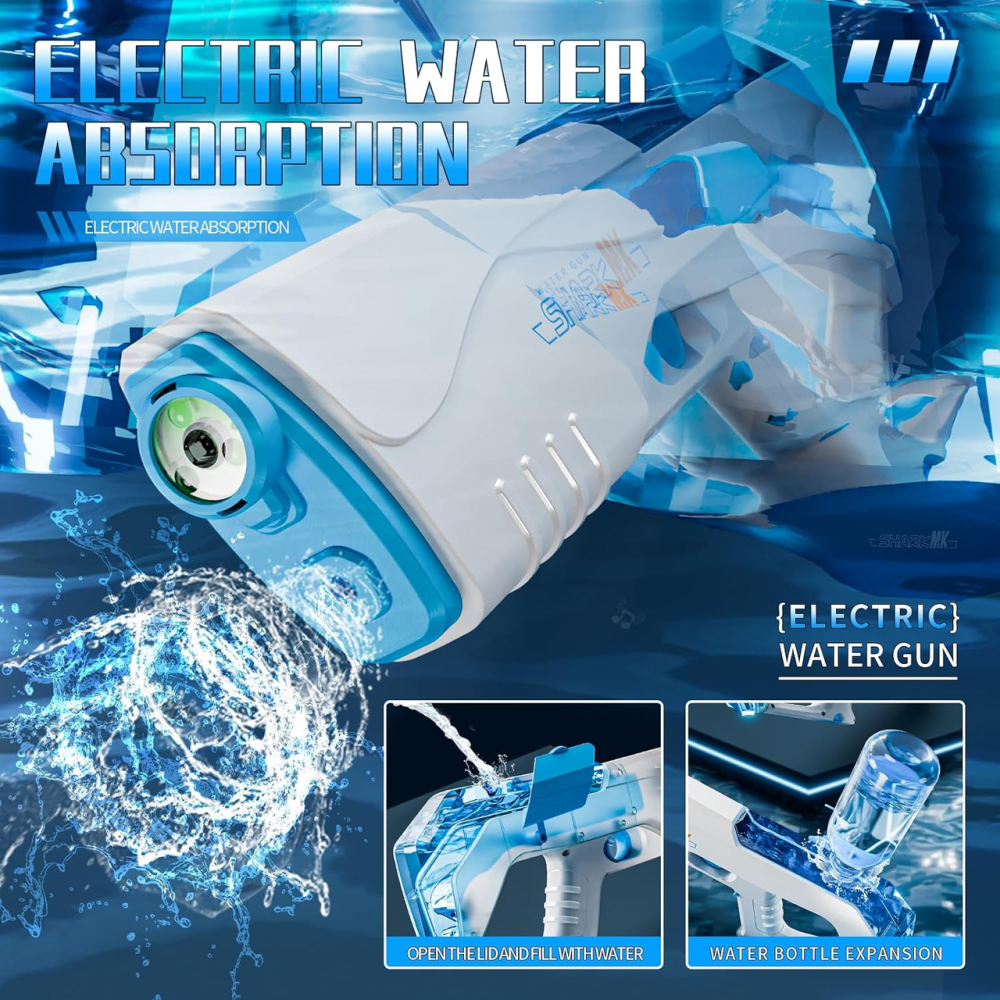 Электрический водяной бластер с LED-подсветкой, автоматическая стрельба 7–10 м, аккумуляторный, для детей и взрослых Киев - изображение 8