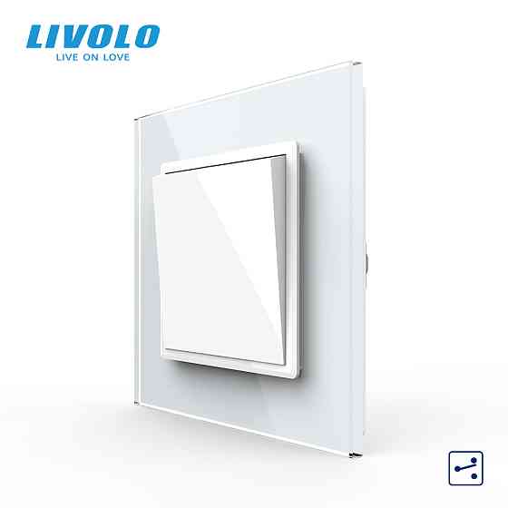 LIVOLO Одноклавішний прохідний вимикач Livolo білий скло (VL-С7FCMKS-2WP) Коломия