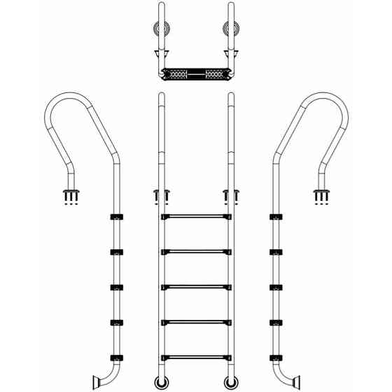 Лестница для бассейна Emaux Mixta SFF515-SR (5 ступеней). AISI-304 Киев