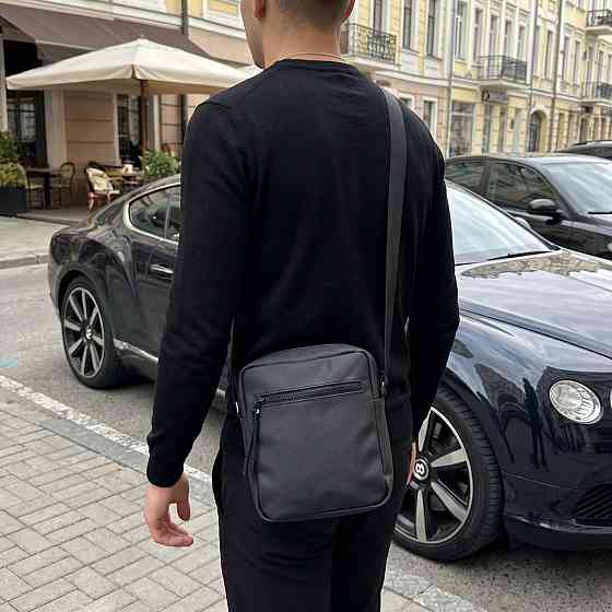 Чоловіча брендова сумка, барсетка на плече Lacoste, Лакоста (82423) чорна Київ