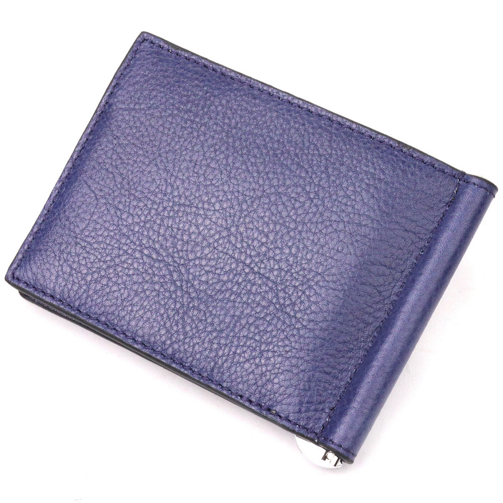 Отличный мужской зажим из зернистой кожи KARYA 21057 Синий Киев - изображение 9