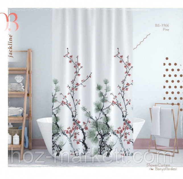 Тканевая шторка для душа Тропик 180 х 200 см Турция сосна Харьков - изображение 2
