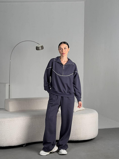 Женский стильный прогулочный оверсайз костюм двойка: кофта и штаны турецкая трехнитка петля пинье Одесса - изображение 5