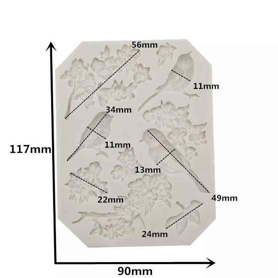Молд силиконовый Птицы 117 на 90 мм серый Киев