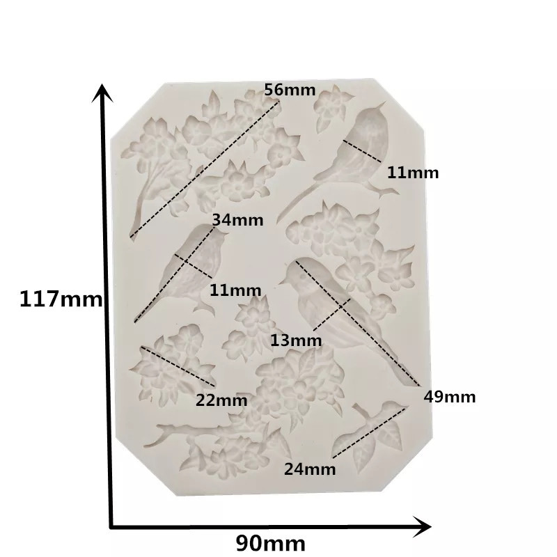 Молд силиконовый Птицы 117 на 90 мм серый Киев - изображение 2