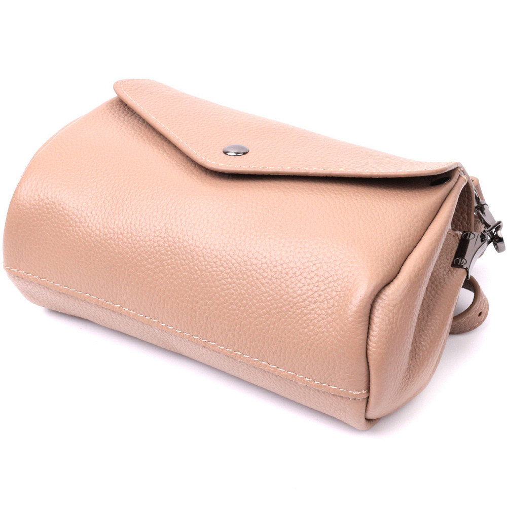 Компактна шкіряна сумка з трикутним клапаном Vintage 22256 Бежева Київ - фото 5