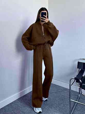 Женский базовый повседневный костюм двойка качественная турецкая двухнить Шоколад, 46/48 Одесса