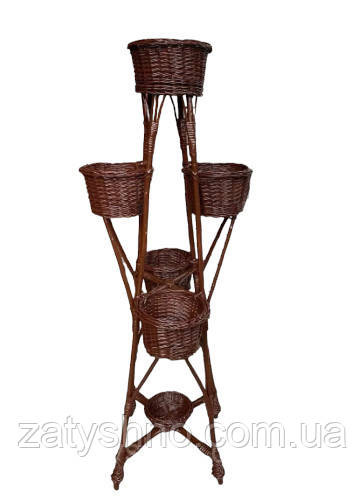 Плетеная коричневая подставка для 6шт вазон или цветов Киев - изображение 1