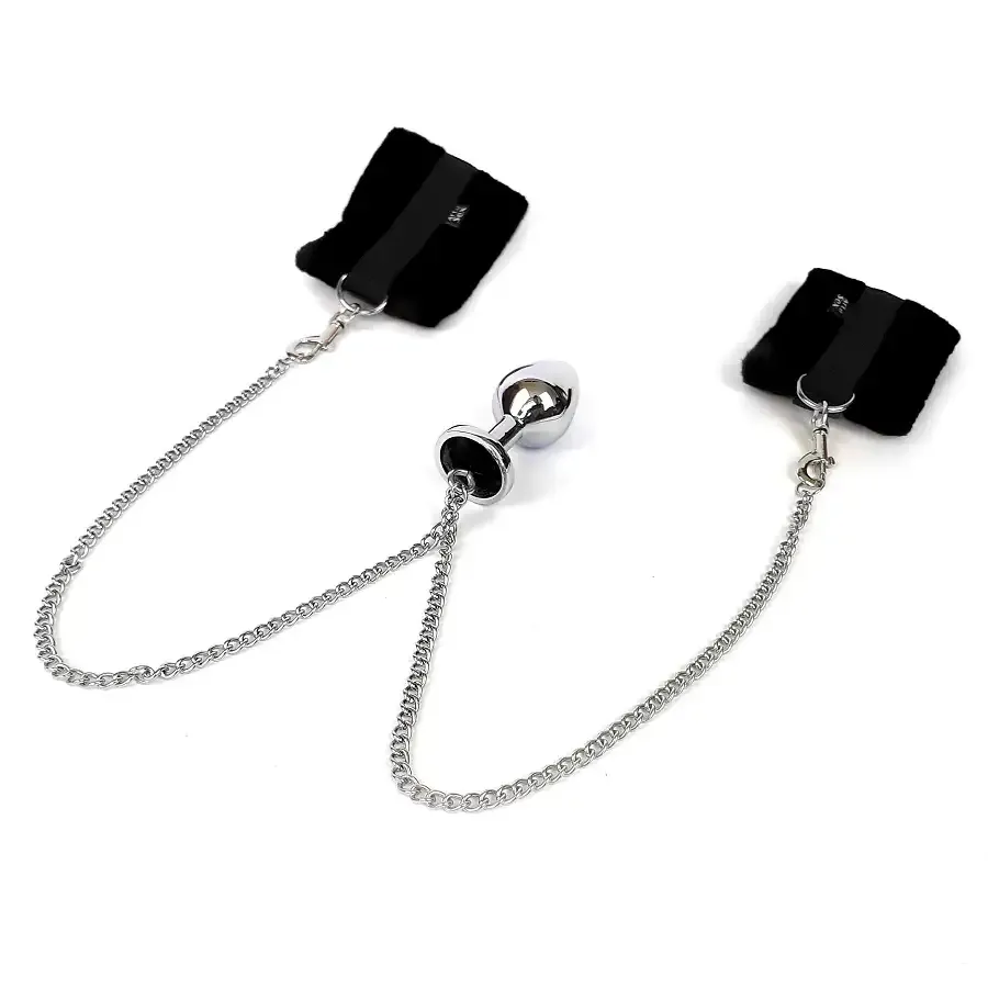 Наручники з металевою анальною пробкою Art of Sex Handcuffs with Metal Anal Plug  size M Black Львів - фото 3