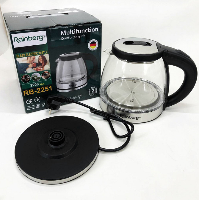 Чайник красивый электрический Rainberg RB-2251 - 1л, Чайник электрический с индикатором температуры QM-41 Львов - изображение 13