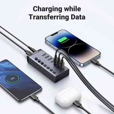 Концентратор Ugreen USB 3.0 to 7xUSB 3.0 with power supply CM481 gray (90307) Вінниця