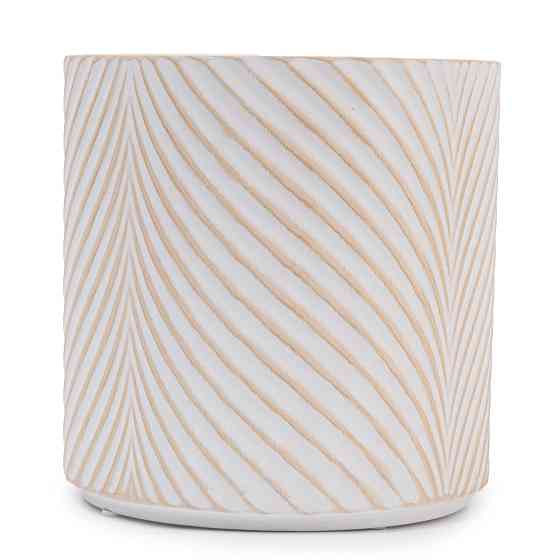 elemi Кашпо для квітів керамічне elemi "Листок" (білий + бежевий) 13" круглий 1,3 л Коломыя